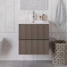 База под раковину BELBAGNO UNO-600-2C-SO-СO подвесная с фрезерованными ручками по всей длине фасада с двумя выкатн. ящ., Бежевый матовый, 600x455x608, UNO-600-2C-SO CO